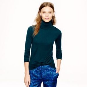 J Crew Green Merino Turtleneck